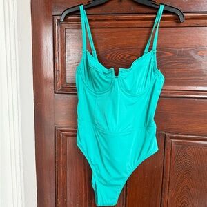 SOLID & STRIPED Veronica Teal Swimsuit NWT
